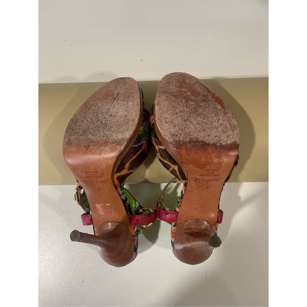 Sergio Zelcer Animal Print Sandals Size 8 - Picture 9 of 9